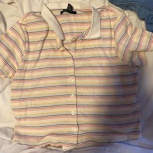 forever 21 collard rainbow crop top